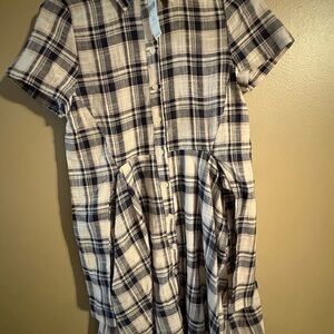 Anthropologie 11.1 TYLHO Plaid Shirt Dress Tie Waist XXS NWT